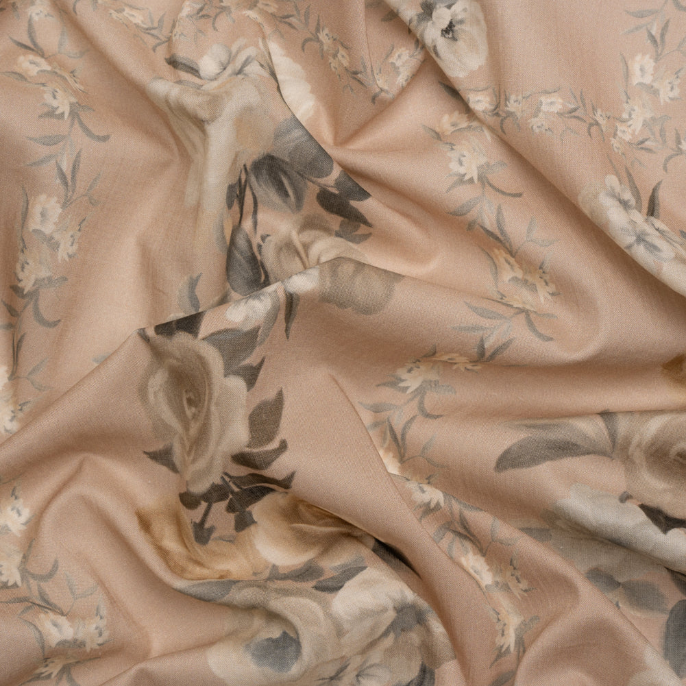 Mood Exclusive Dusty Rose Prosaic Petals Cotton Voile Panel