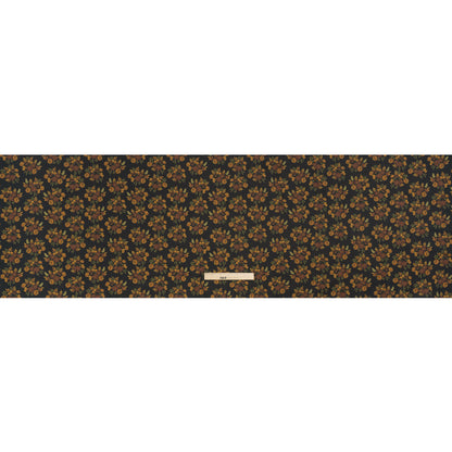 Stretch Cotton Poplin Print - Navy, Rust and Orange Floral - Mood Exclusive Amber Bunches Full