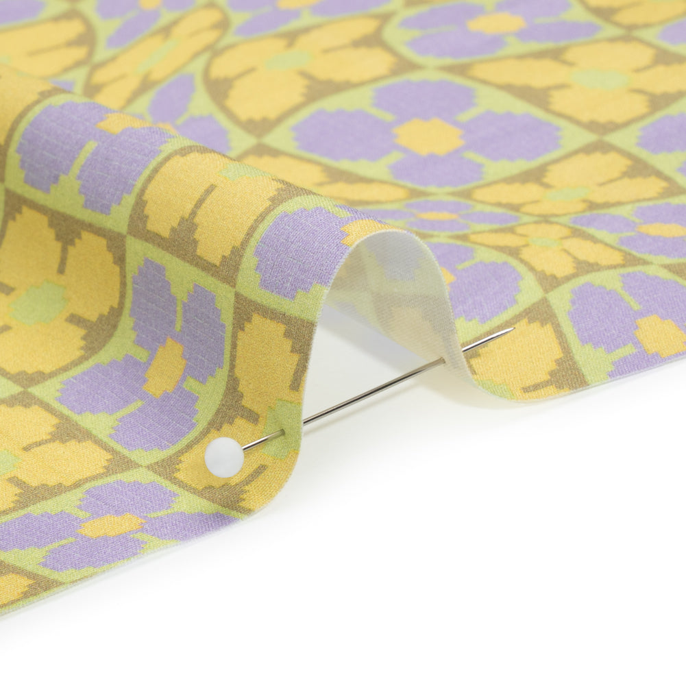 Mood Exclusive Lemon Cyber Checkers Stretch Cotton Poplin Detail