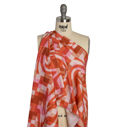Mood Exclusive Red Game of Haze Stretch Cotton Poplin Drape