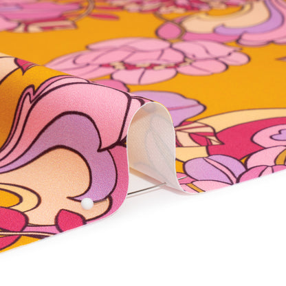 Stretch Polyester Woven Print - Mustart Yellow and Pink Retro Floral - Mood Exclusive Carnation Creative Detail
