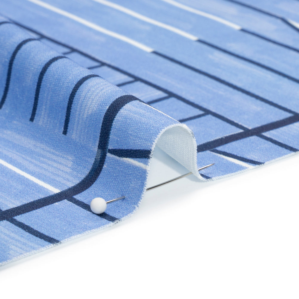 Stretch Cotton Twill Print - Blue Lines in Blocks - Mood Exclusive Structurally Sound Detail