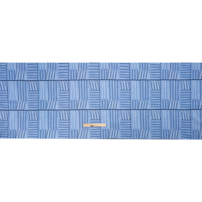 Stretch Cotton Twill Print - Blue Lines in Blocks - Mood Exclusive Structurally Sound Full