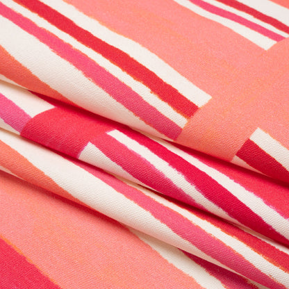 Stretch Cotton Twill Print - Pink and White Stripe Blocks - Mood Exclusive Candy Cane Window Pane Folded