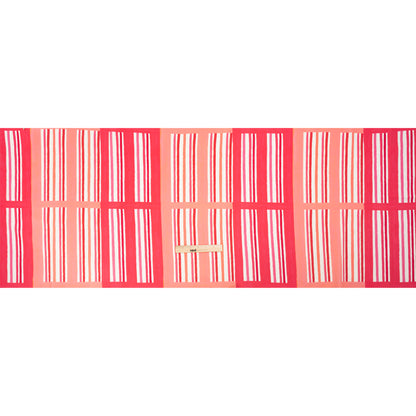 Stretch Cotton Twill Print - Pink and White Stripe Blocks - Mood Exclusive Candy Cane Window Pane Full