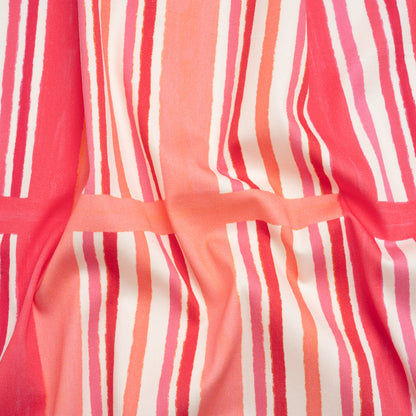 Stretch Cotton Twill Print - Pink and White Stripe Blocks - Mood Exclusive Candy Cane Window Pane