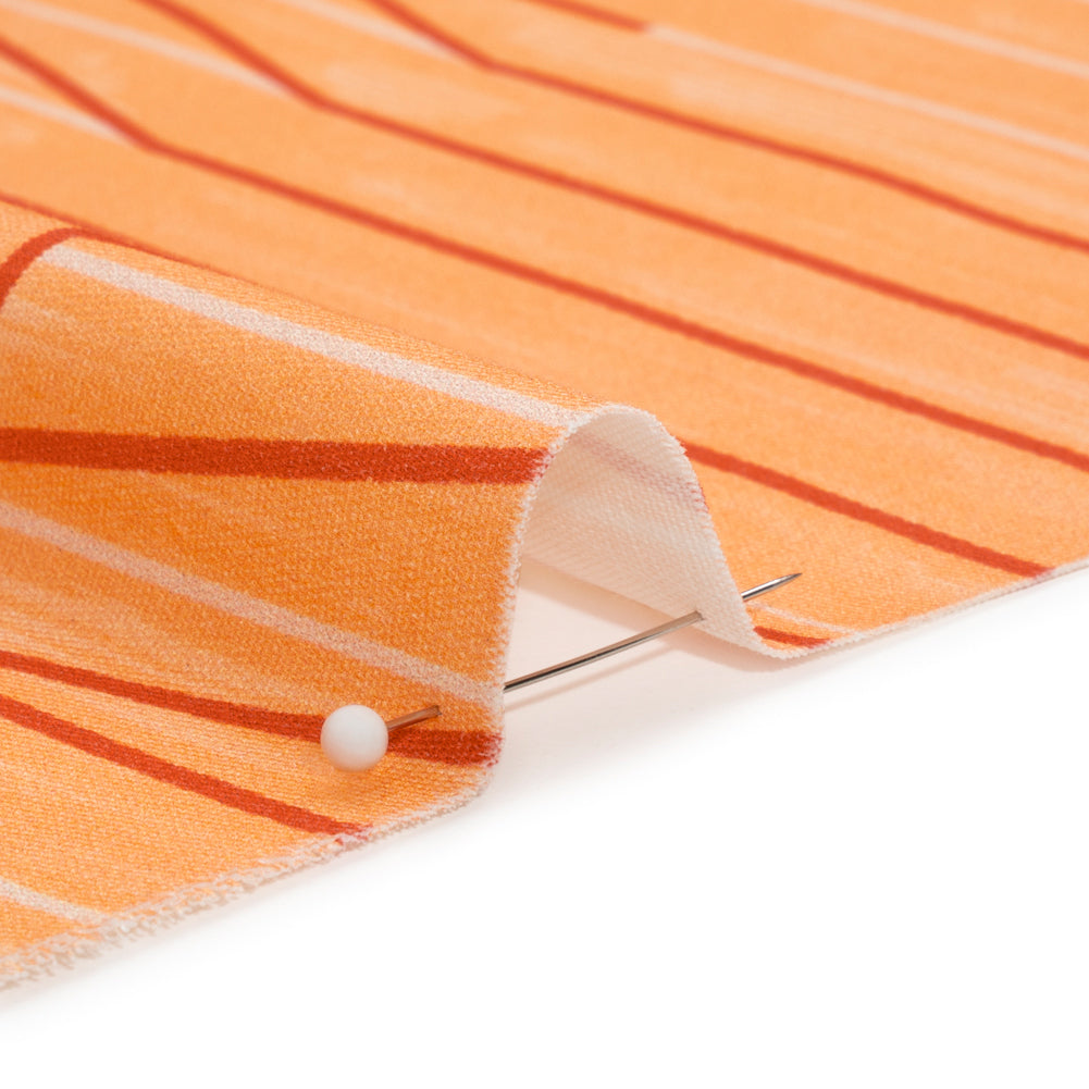 Stretch Cotton Twill Print - Orange Lines in Blocks - Mood Exclusive Structurally Sound Detail
