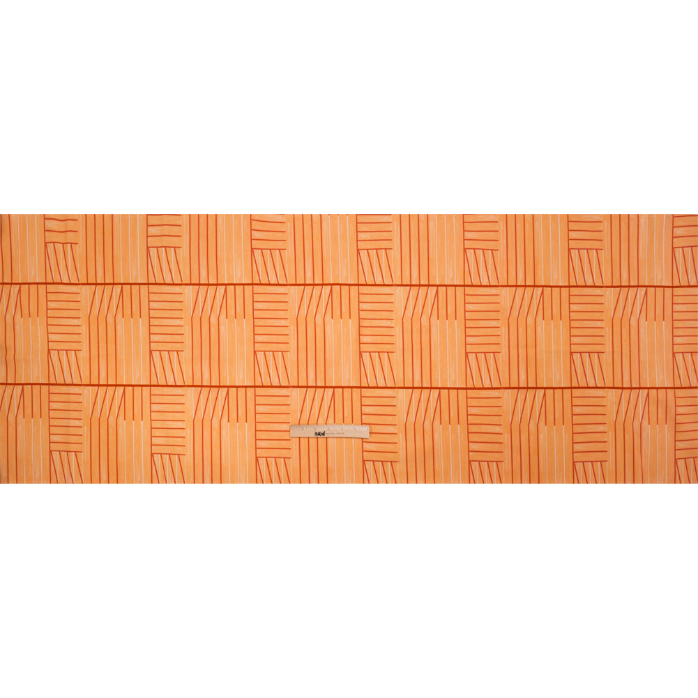 Stretch Cotton Twill Print - Orange Lines in Blocks - Mood Exclusive Structurally Sound Full