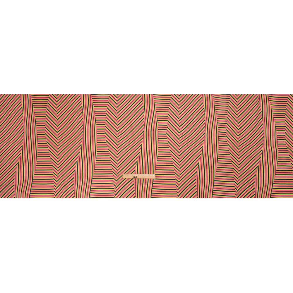 Stretch Cotton Twill Print - Pink, Yellow and Black Broken Stripes - Mood Exclusive Outta Line Full