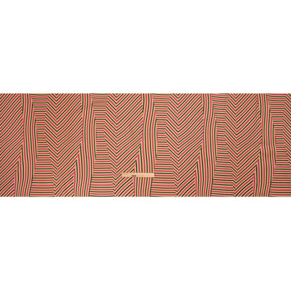 Stretch Cotton Twill Print - Pink, Yellow and Black Broken Stripes - Mood Exclusive Outta Line Full