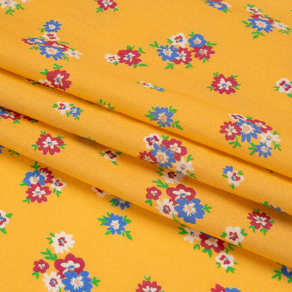 Cotton Voile Print - Yellow, Blue and Red Floral - Mood Exclusive Here We Grow Folded