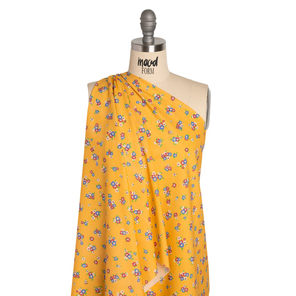 Cotton Voile Print - Yellow, Blue and Red Floral - Mood Exclusive Here We Grow Drape