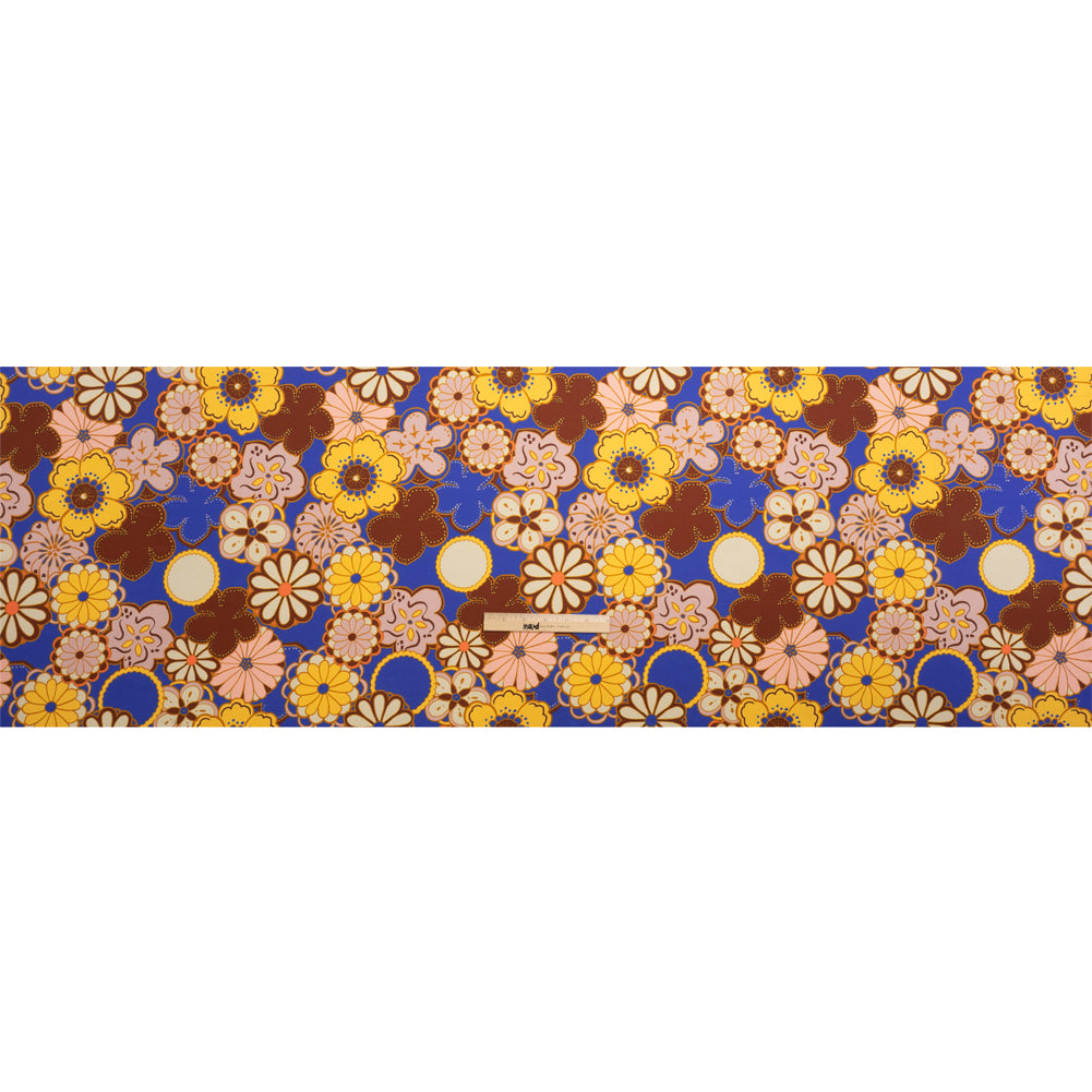 Recycled Polyester Twill Print - Yellow, Blue and Brown Floral - Mood Exclusive Confectioner's Crocus Full