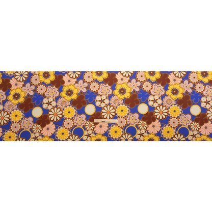 Recycled Polyester Twill Print - Yellow, Blue and Brown Floral - Mood Exclusive Confectioner's Crocus Full