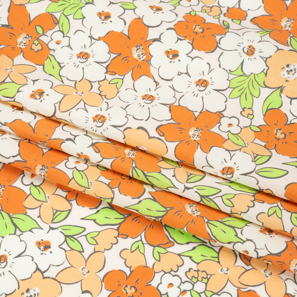 Mood Exclusive White Clementine Fields Cotton Poplin Folded