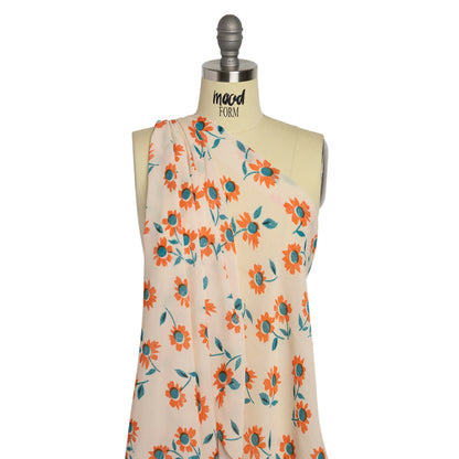 Mood Exclusive Cream Dear Dahlia Viscose Georgette Detail