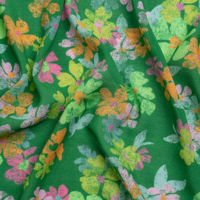 Mood Exclusive Green Flirt with Flowers Viscose Georgette