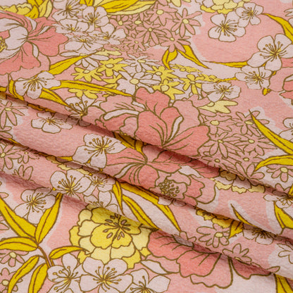 Mood Exclusive Pink Cherry Blossom Lessons Stretch Polyester Seersucker Folded