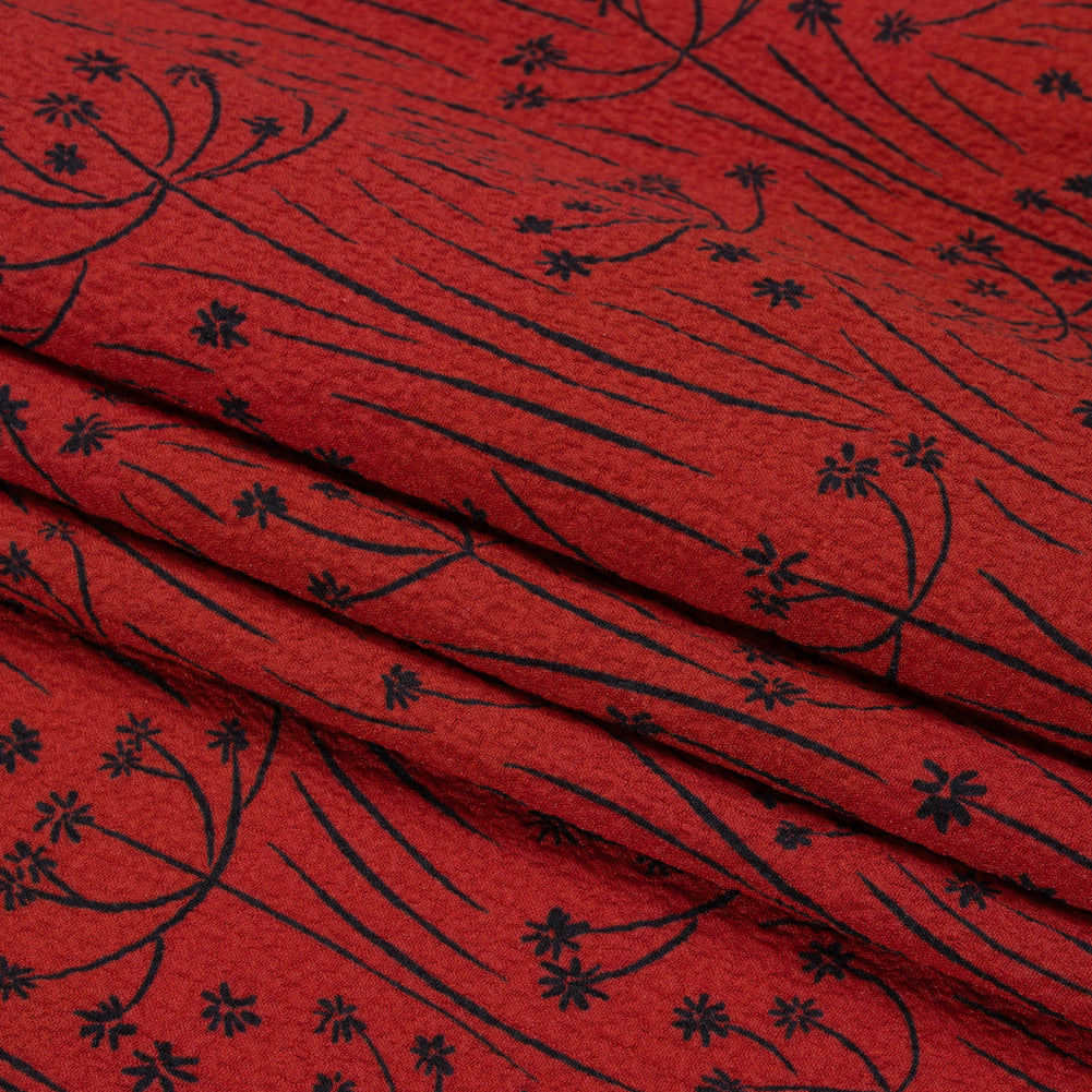 Mood Exclusive Red Dandelion Dreamer Stretch Polyester Seersucker Folded