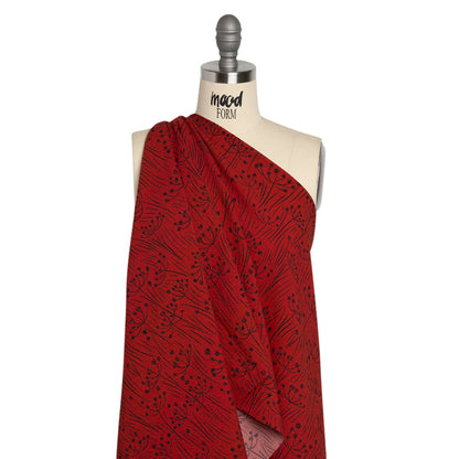 Mood Exclusive Red Dandelion Dreamer Stretch Polyester Seersucker Drape