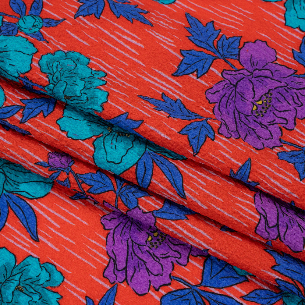 Mood Exclusive Red Through the Rain Stretch Polyester Seersucker Folded