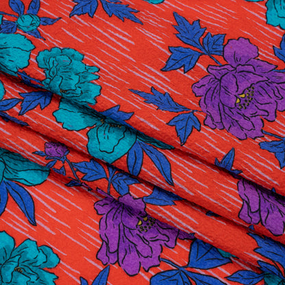 Mood Exclusive Red Through the Rain Stretch Polyester Seersucker Folded