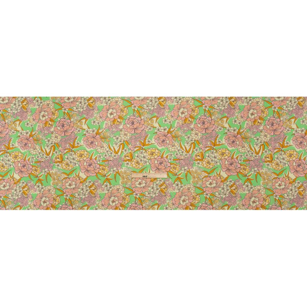 Mood Exclusive Green Cherry Blossom Lessons Stretch Polyester Seersucker Full