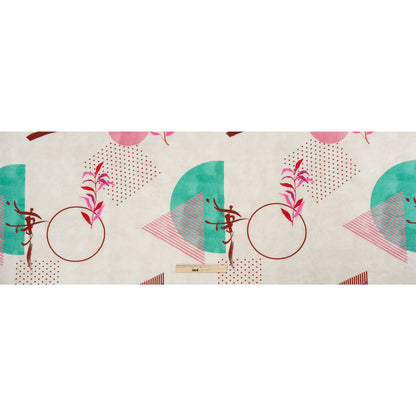 Mood Exclusive Cream Calligraph Creator Stretch Polyester Seersucker Full