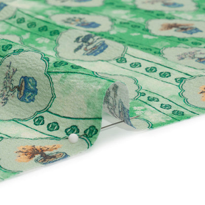 Mood Exclusive Green Peaceful Trees Stretch Polyester Seersucker Detail