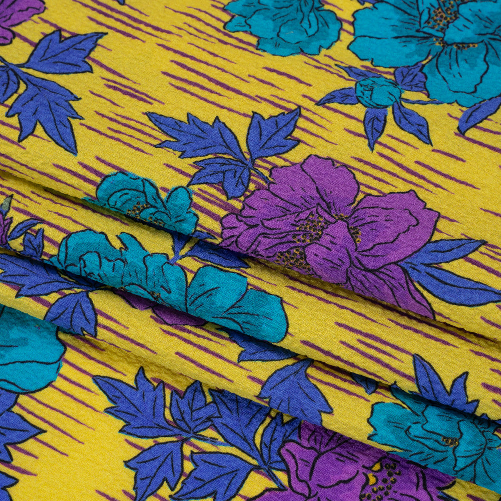 Mood Exclusive Yellow Through the Rain Stretch Polyester Seersucker Folded