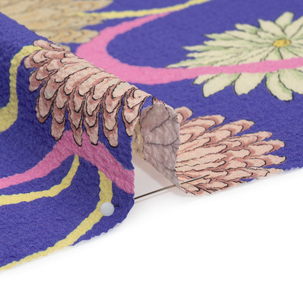 Mood Exclusive Blue Goodness Gardens Stretch Polyester Seersucker Detail
