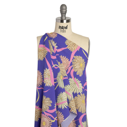 Mood Exclusive Blue Goodness Gardens Stretch Polyester Seersucker Drape