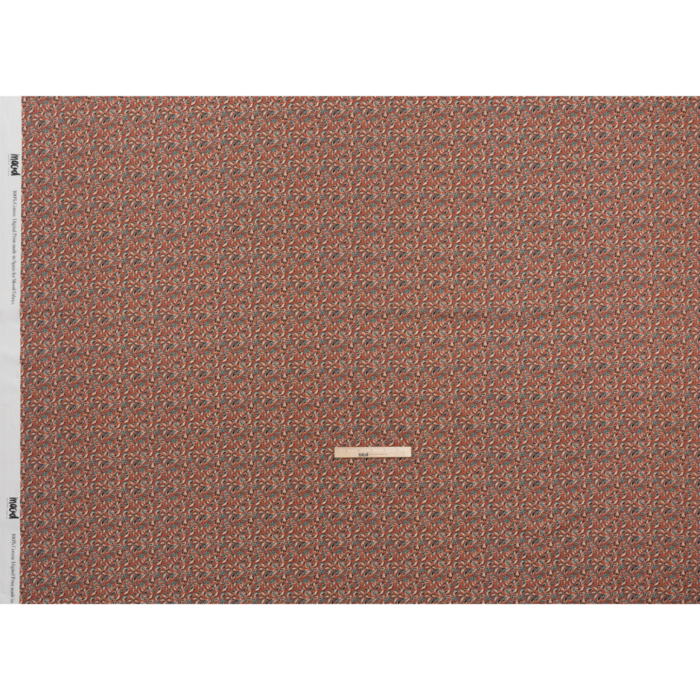 Cotton Poplin Print - Burnt Orange and Teal Leaves - Mood Exclusive Cranberry Corral - Full