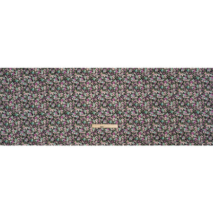 Stretch Cotton and Viscose Sateen Print - Magenta, Baby Blue and Green Floral - Mood Exclusive Meandering at Midnight Drape