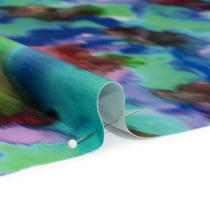 Stretch Polyester Woven Print - Green, Blue and Brown Abstract - Mood Exclusive Spinning World Detail