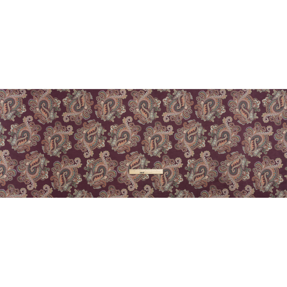Cotton Voile Print - Burgundy and Green Paisley - Mood Exclusive Giving Thanks Full