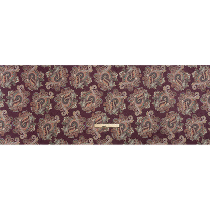 Cotton Voile Print - Burgundy and Green Paisley - Mood Exclusive Giving Thanks Full