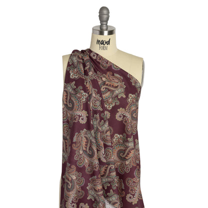 Cotton Voile Print - Burgundy and Green Paisley - Mood Exclusive Giving Thanks Drape