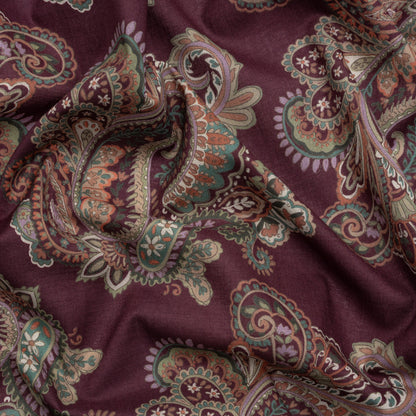 Cotton Voile Print - Burgundy and Green Paisley - Mood Exclusive Giving Thanks