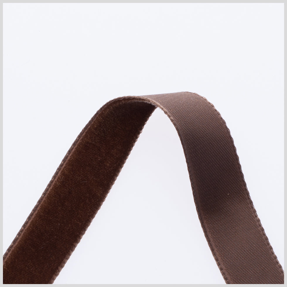 0.625" Brown Nylon Velvet Ribbon Detail