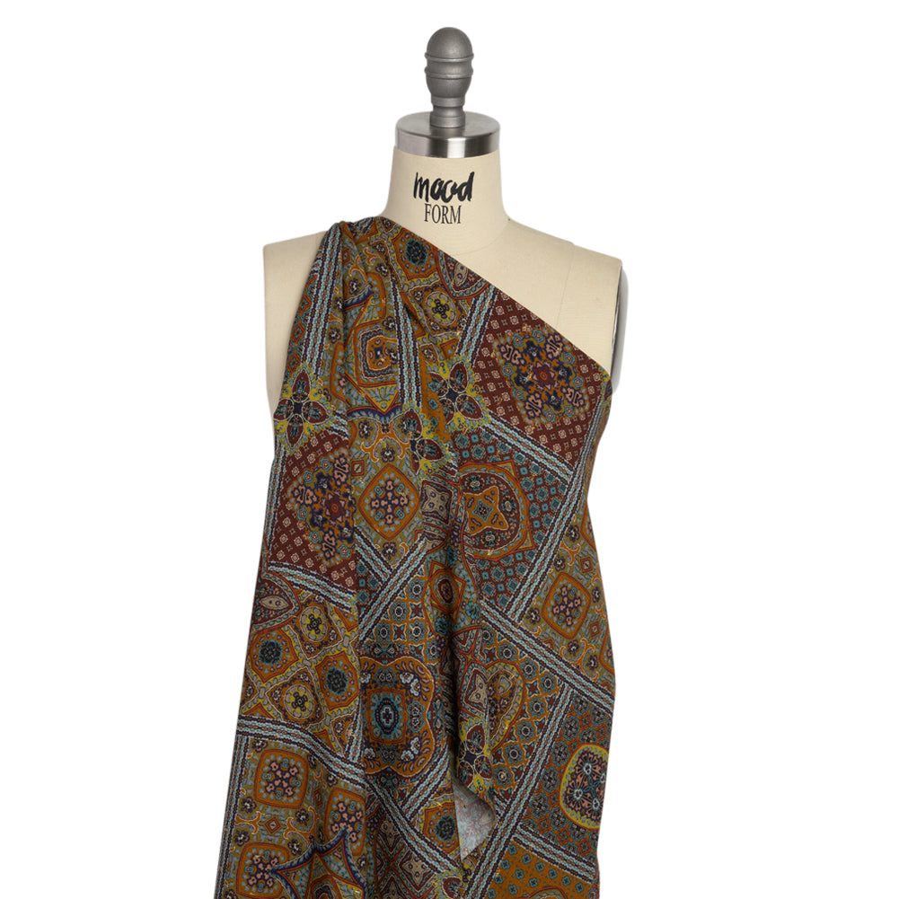 Mood Exclusive Ochre Basilica Bella Metallic Dotted Crinkled Viscose Crepe Detail