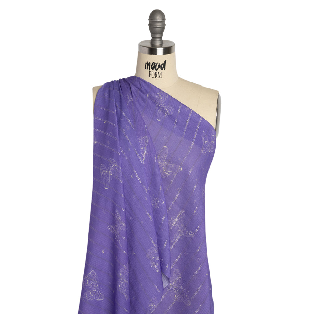 Mood Exclusive Lavender Sky Sanctuary Metallic Pinstriped Viscose Dobby Detail