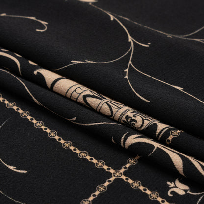 Sustainable Viscose Crepe Print - Black and Cream Flower Vases - Mood Exclusive Persephone's Treasures Folded
