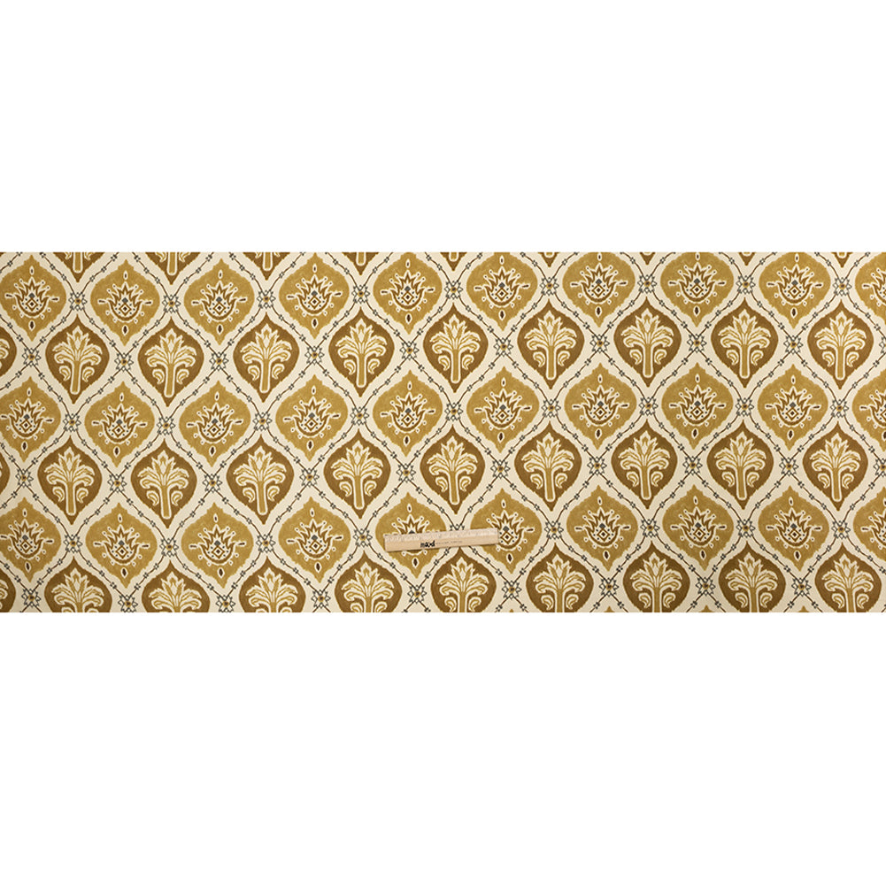 Sustainable Viscose Crepe Print - Golden Olive and Beige Floral Ogees - Mood Exclusive Salem Surroundings Full