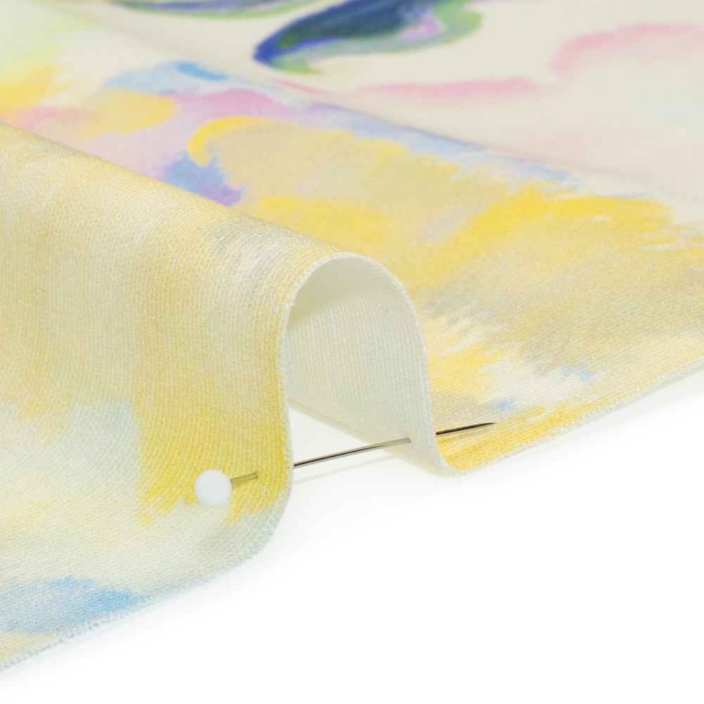 Stretch Cotton Canvas Print - White and Yellow Painterly Floral - Mood Exclusive Step One Detail