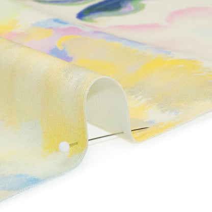 Stretch Cotton Canvas Print - White and Yellow Painterly Floral - Mood Exclusive Step One Detail