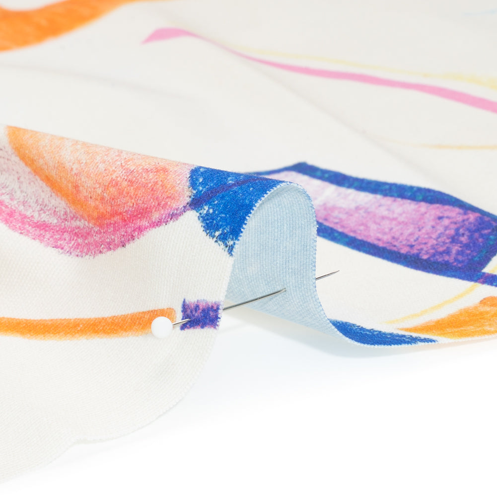 Stretch Cotton Canvas Print - White, Blue and Orange Abstract - Mood Exclusive Kandinsky Craze Detail