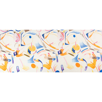 Stretch Cotton Canvas Print - White, Blue and Orange Abstract - Mood Exclusive Kandinsky Craze Full