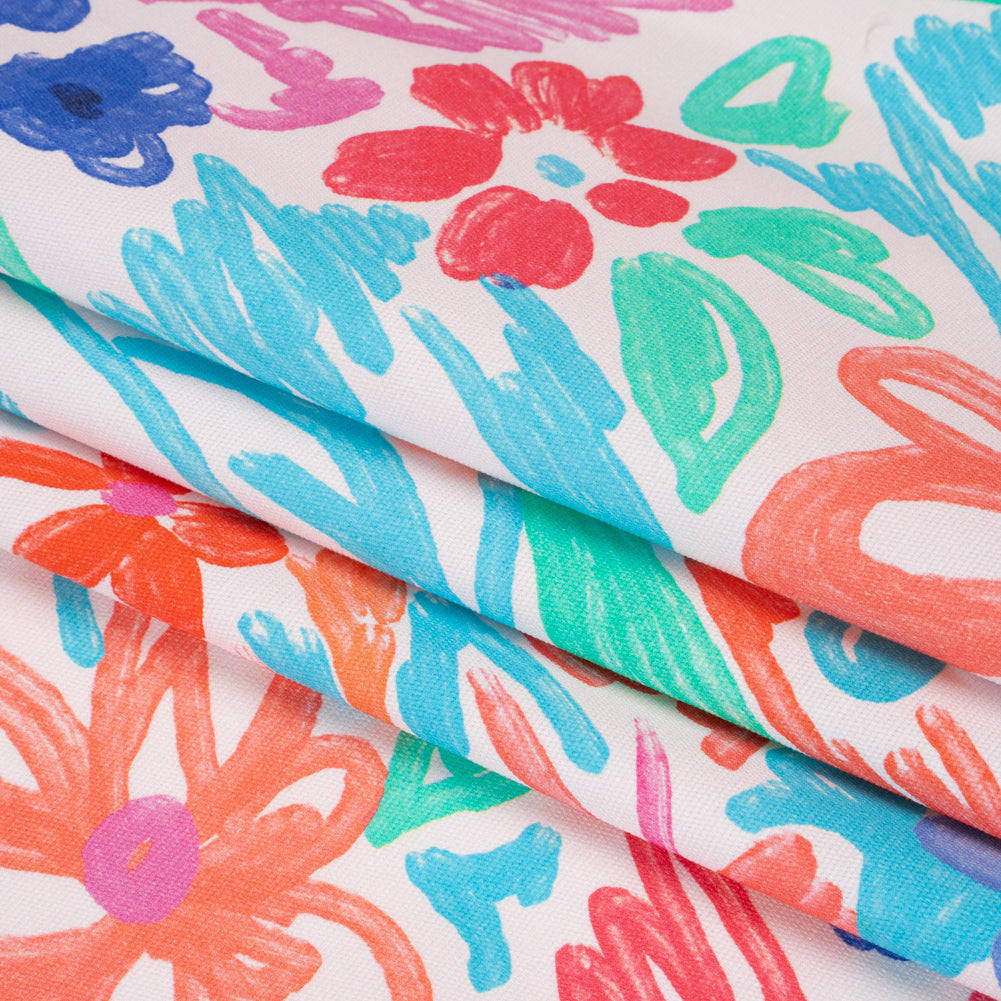 Stretch Cotton Canvas Print - Blue, Green and Pink Floral - Mood Exclusive Downright Dandy Folded