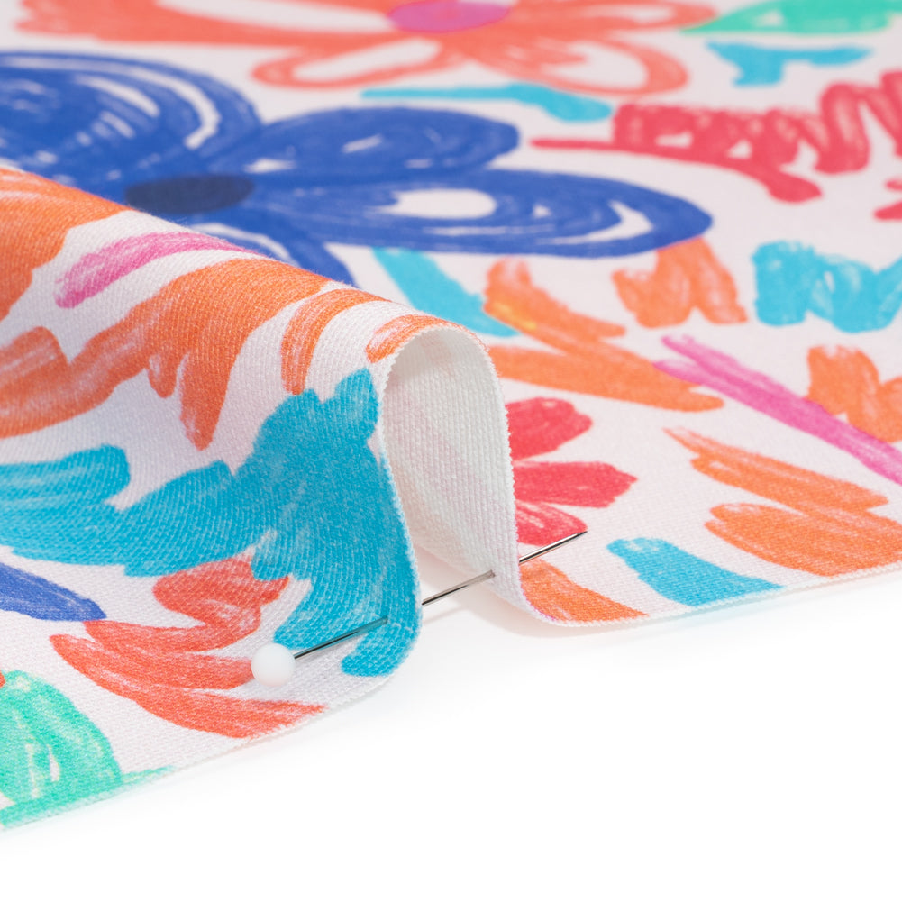 Stretch Cotton Canvas Print - Blue, Green and Pink Floral - Mood Exclusive Downright Dandy Detail